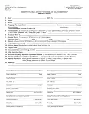 Residential Purchase and Sale Agreement Form Template