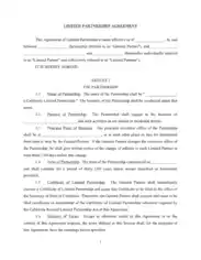 Limited Business Partnership Agreement Template