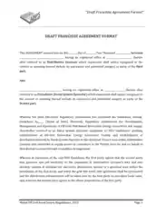 Draft Franchise Agreement Format Template