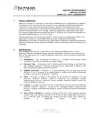 Earthlink Business Onesolutions Service Level Agreement Template
