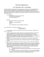 Security Agreement Non Negotiable and Transferable Template