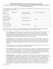 Minneapolis Residential Construction Management Agreement Template