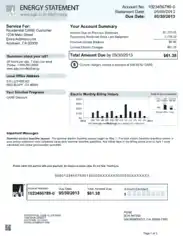 Billing Enenrgy Statement Free Template