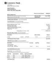 Commerce Bank Statement Template
