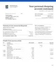 Personal Chequing Account Statement Template