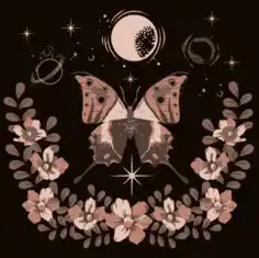 Nature Background Butterfly Botany Decor Dark Colored Design Free Vector