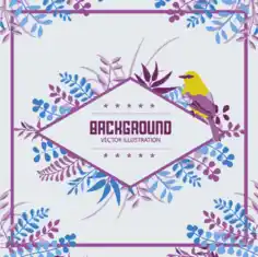 Nature Background Leaves Bird Decoration Free Vector