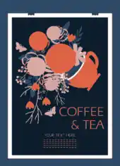 Free Download PDF Books, Coffe Tea Background Colorful Flowers Decoration Cup Icon Free Vector