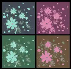 Floral Decor Background Sets Flat Hand Drawn Design Free Vector