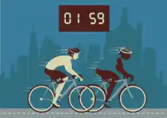 Cyclists Competition Background Auto Clock Decor Male Icons Free Vector