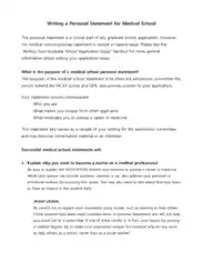 Medical School Personal Statement Example Template