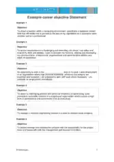 Professional Career Objective Statement Template