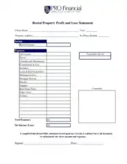 Rental Property Profit and Loss Statement Template