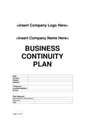 Business Continuity Plan Free Template