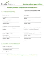 Free Download PDF Books, Business Emergency Plan Template