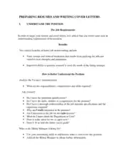 Preparing Resumes and Writing Cover Letters Template