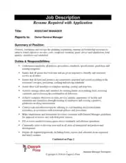Free Assistant Manager Resume Template