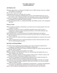 Free Download PDF Books, Teacher Assistant Job Description for Resume Template