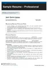 Professional Sample Resume Example Template