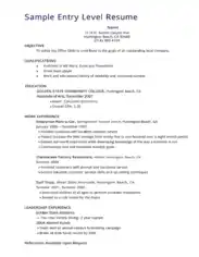 Free Download PDF Books, Entry Level Job Resume Template