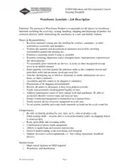 Warehouse Worker Job Description for Resume Template