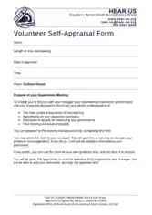 Volunteer Self Appraisal Form Template