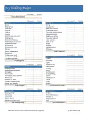 Wedding Budget Checklist Worksheet Template