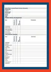 Daily Work Vehicle Checklist Template