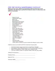 Free Download PDF Books, Vehicle Maintenance Checklist Template
