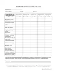 Vehicle Weekly Checklist Template