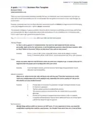 Quick One Page Business Plan Template