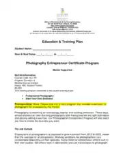 Photography Training Business Plan Free Template
