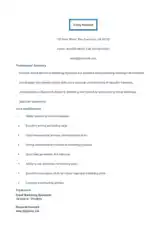 Marketing Specialist Resume Free Template