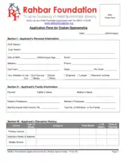 Application Form for Orphan Sponsorship Template