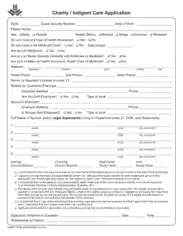 Charity or indigent Care Application Form Template