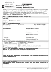 Children Services Volunteer Application Form Template