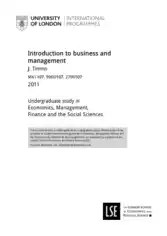 Introduction to Business and Management MN1107 996D107 2790107 – Business Degree