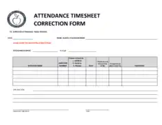 Employee Attendance Timesheet Correction Form Template