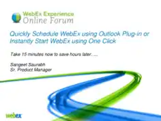 Quickly Schedule Webex Using Outlook Plug In