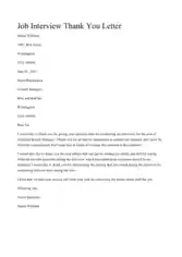 Job Interview Thank You Letter Template