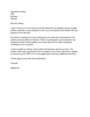 Thank You Letter After Phone Interview Project Manager Template