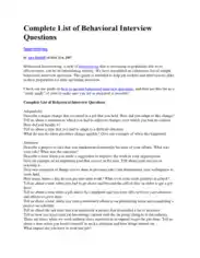 Free Download PDF Books, Behavioral Interview Questions Template