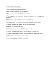 Free Download PDF Books, Interview Introductory Questions Template
