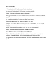 Interview Questions on Manageability Template