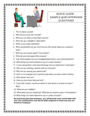 Free Download PDF Books, Sample Job Interview Questions Quick Guide Template