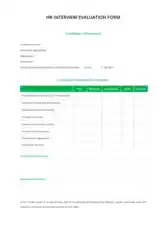 Free Download PDF Books, HR Interview Evaluation Form Template