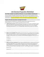 Job Interview Preparation Worksheet Template