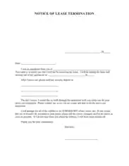 Lease Agreement Termination Letter Template