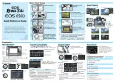 CANON Camera EOS RT4I EOS650D Quick Reference Guide