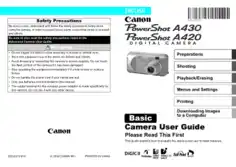 Free Download PDF Books, CANON Camera PowerShot A430 and A420 Basic User Guide